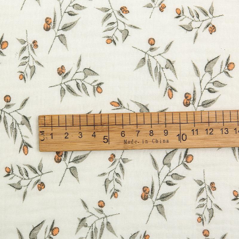 135x50/500CM Green Leaves Printed Pure Cotton Double-layer Crepe Fabric For Pajamas, Home Wear,Handmade DIY Fabric TJ21772