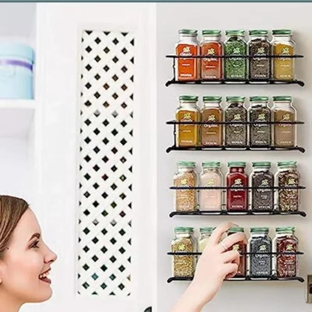 Single Layer Wall-Mounted Seasoning Shelf Carbon Steel Hanging Racks  Restaurant
