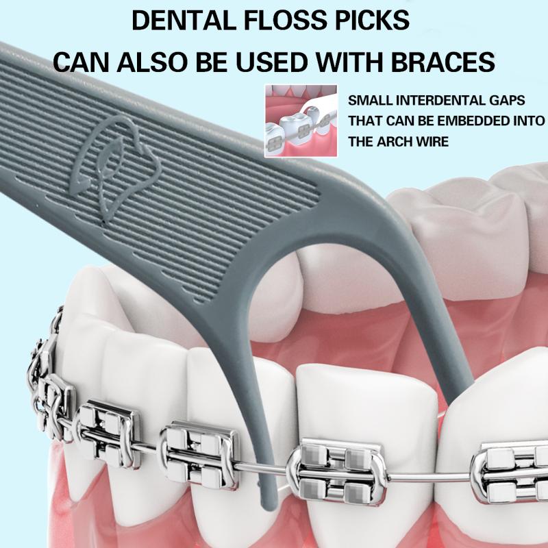 60 Stück Kieferorthopädische Zahnseide für Zahnspangen Ortho Zahnseide-Picks Zahnstocher Zahnseide Interdental-Zahnreiniger für Erwachsene & Kinder