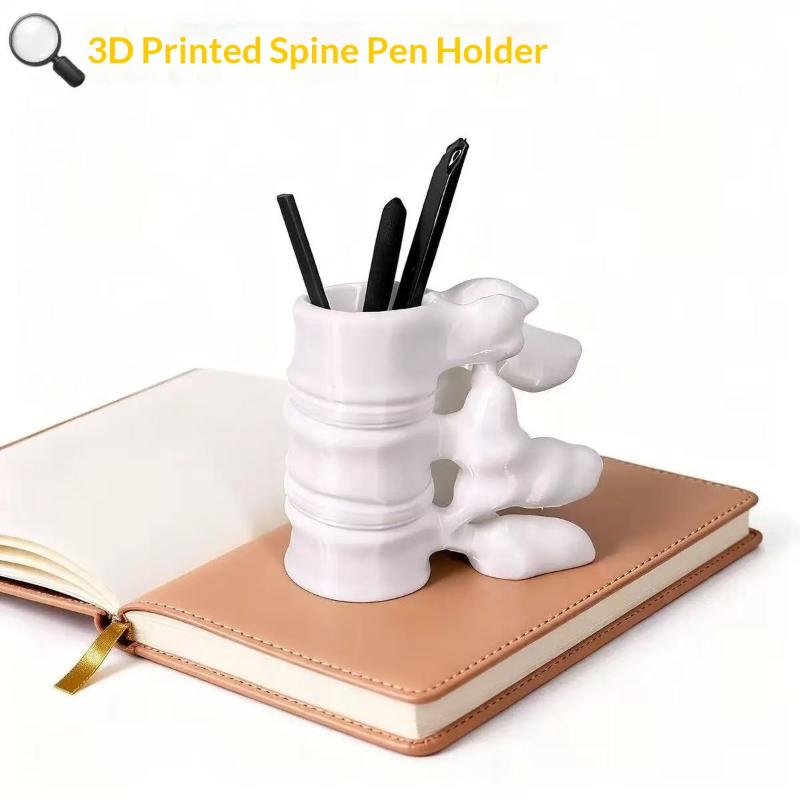 Fun Spine Shaped Pen Holder 3D Printed Sturdy Base 1Pcs Unique Novelty Gift for Medical School Students Learners