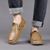 Modische Frühling-Herbst Britische Leder-Slipper für Herren Designer Weichsohlige Lässige Herren-Board-Schuhe Outdoor Leder Fahrschuhe Männlich