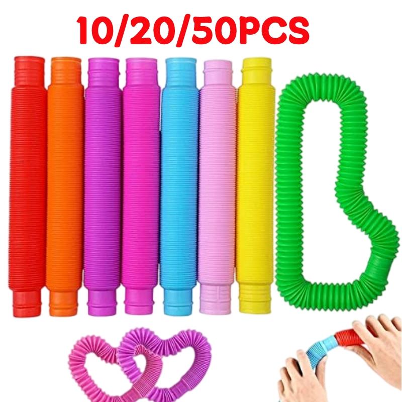 10/20/50 STuks Regenboog Pop Tube Pakket Telescopische Buis Stressverlichting Sensorisch Speelgoed voor Kinderen Volwassenen Leerspeelgoed Brinquedos
