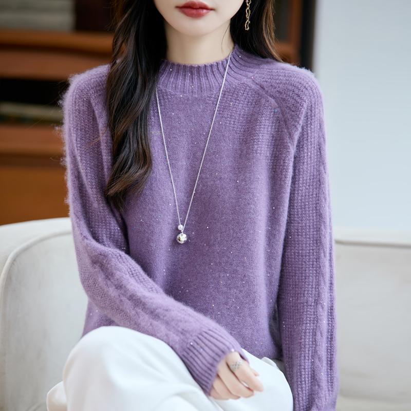 Damen Kaschmirpullover Qinghe Kaschmir 30% Kaschmir 70% Wolle Herbst- und Winterpullover warm und modisch