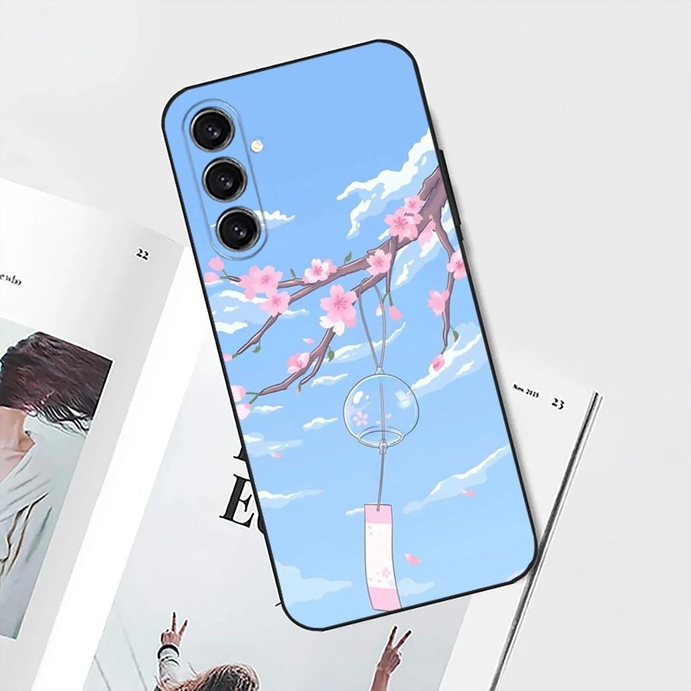 Pink Cherry Blossom Sakura Phone Case For Samsung S25,S24,S21,S22,S23,S30,Ultra,S20,Plus,Fe,Lite,Note,10 Black Soft Shell
