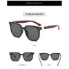 Tea-colored sunglasses for women, retro-style with faux wood grain frames, suitable for round faces, TR material, sun protection