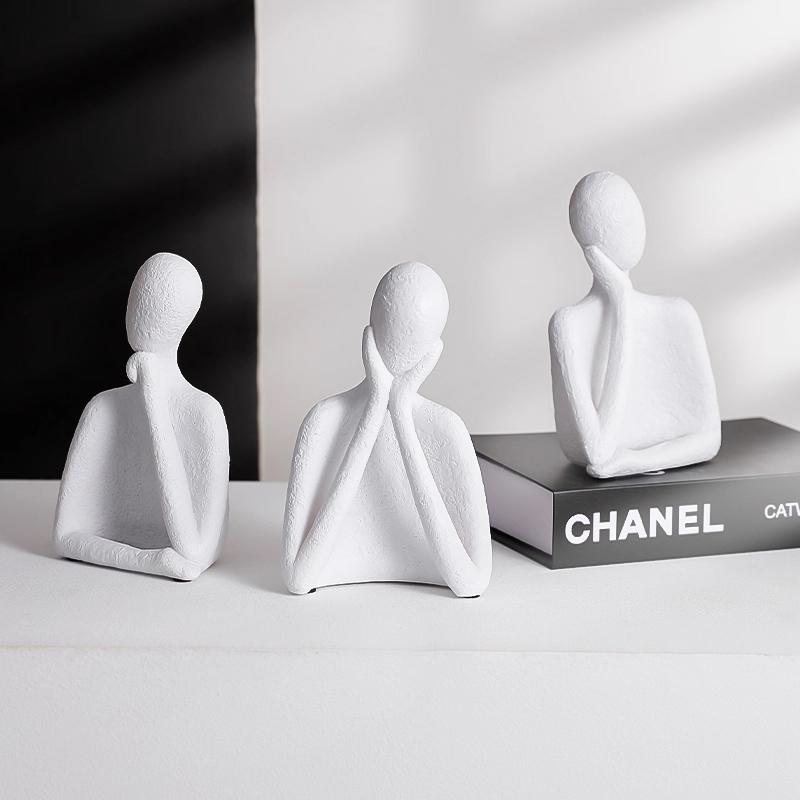 Northern Europe Modern Minimalist Black and White Art Figure Sculptures, Home Living Room, Wine Cabinet, Bedroom Decoration, 1Pc