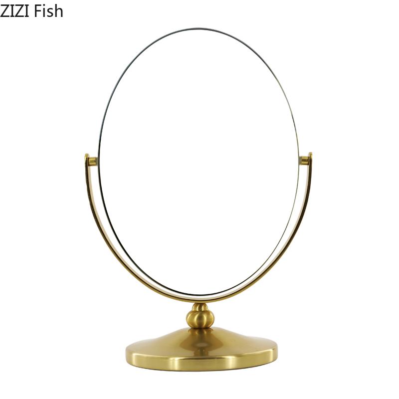 Modern Style Oval Mirror Desktop Vertical Decorative Mirror Living Room Bathroom Double-sided Mirror Girls Room Makeup Ornaments