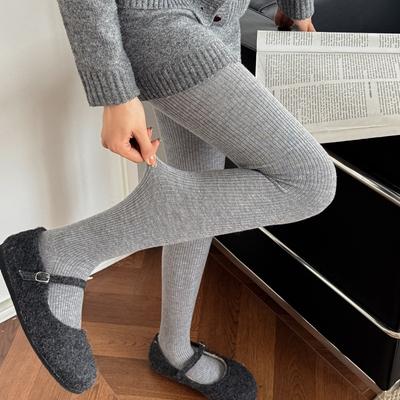 Șosete de Lână Dungi Verticale Simple Ciorapi Modelatori Colanți de Lână Calduroși