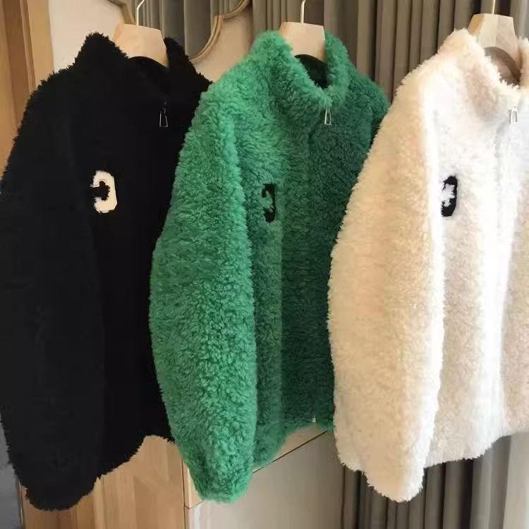 Casual double-sided coral fleece fleece fleece jacket for women's autumn and winter large size fleece thickened warm fleece cardigan sweater jacket