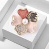 Fashion Pearl Petal Brooch Elegant Versatile Frosted Three-Color Flower Brooch Temperament Diamond Pin