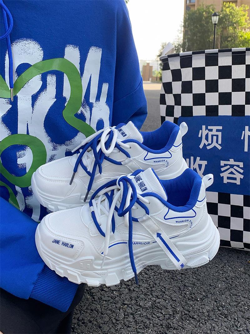 

Dad shoes female ins versatile Internet celebrity platform spring and summer 2025 students new sports breathable white shoes 35 синий