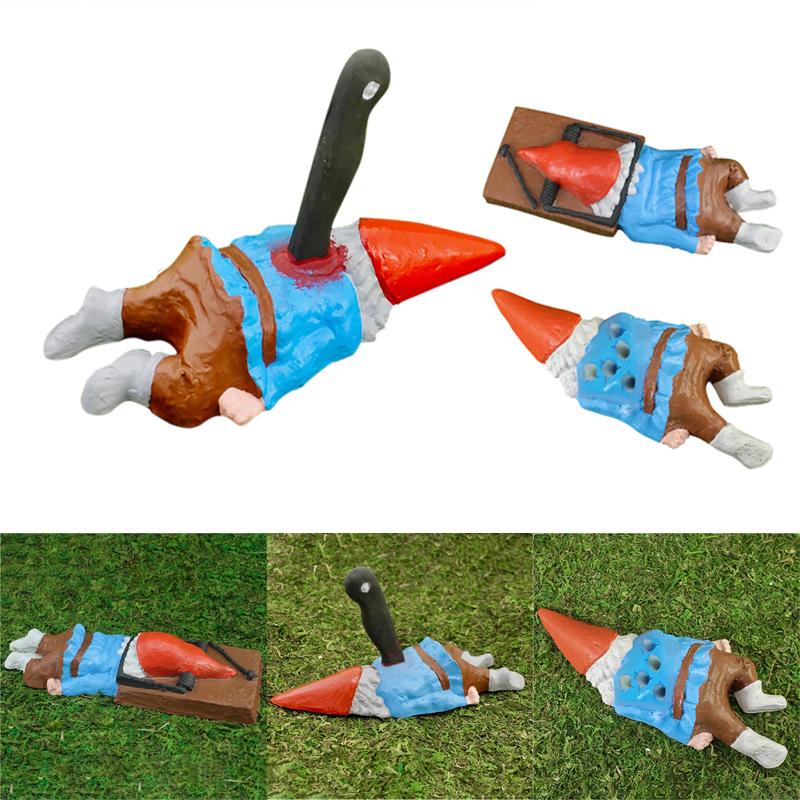 Zombie Garden Gnome Statues Dwarf Yard Creative Funny Sculptures Decor Home