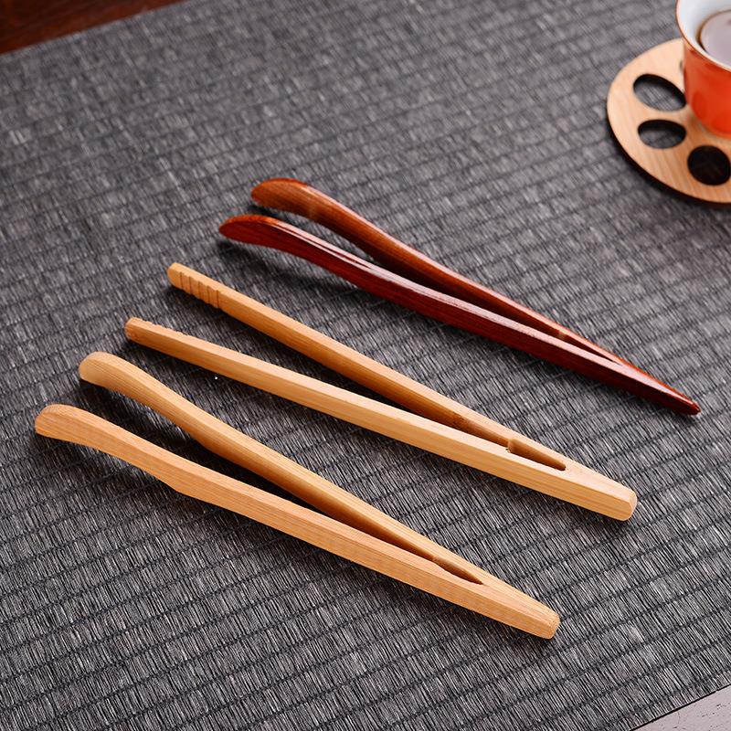 Wooden Tea Clipper Needle Tea Set Accessories Anti-slip Tea Ceremony Cup Tweezers Kung Fu Tea Tools Stainless Steel Main Mate... Bamboo curved tea clip