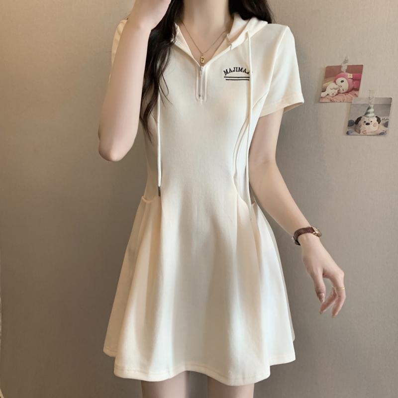 

Летнее новое женское спортивное повседневное платье с вышитыми буквами и капюшоном L абрикосовый