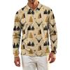 Men's Casual Quick-Dry Mesh Golf Shirt Long Sleeve Christmas Print Top