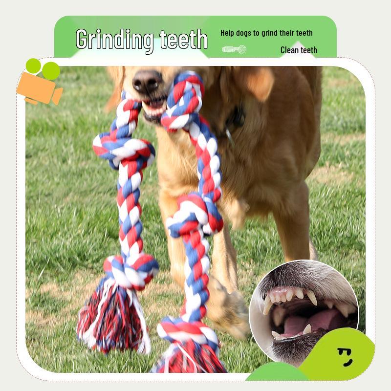 Durable Five-Knot Chew-Resistant Cotton Rope Toy for Large Dogs
