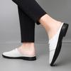 Fashion Genuine Leather Mules Footwear Breathable Slip on Walking Shoes New Flats Men Comfortable Half Slippers Male Casual Moccasins
