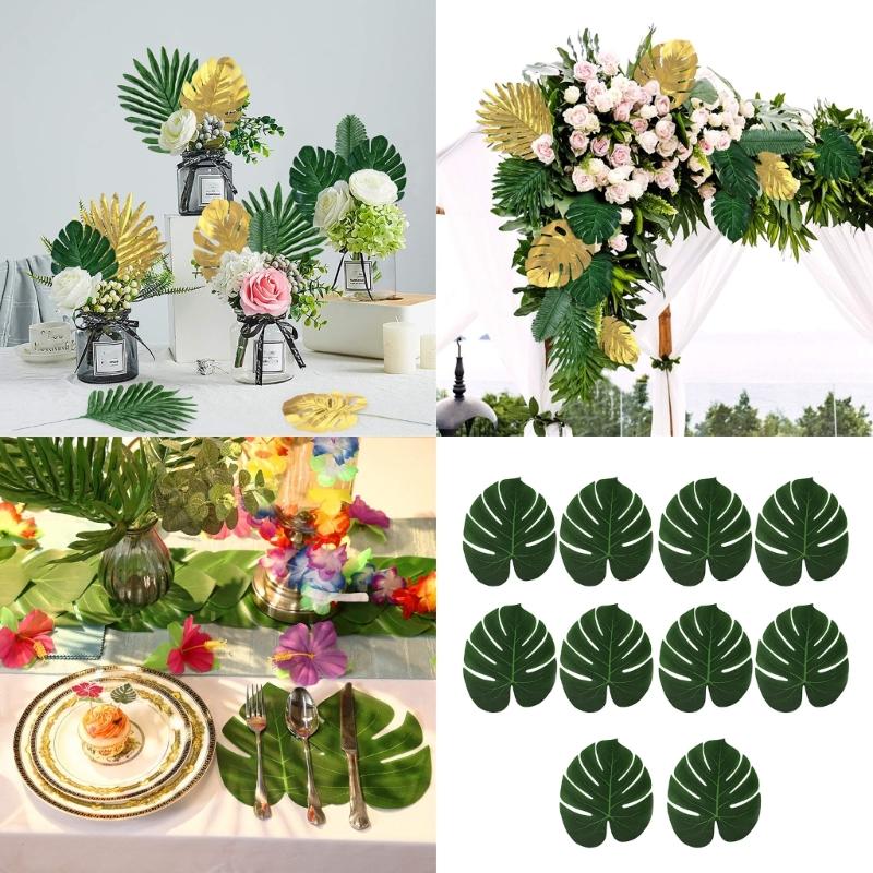 10Pcs Artificial Monstera Leaf 30x20Cm Large Artificial Foliages For Wedding Decoration Plant Arrangement