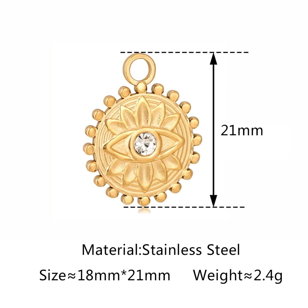 3 Stück Edelstahl Goldfarben Beschichtet Strassstein Blaues Böses Auge Anhänger Halskette Armband Ohrring DIY Schmuckherstellung Zubehör