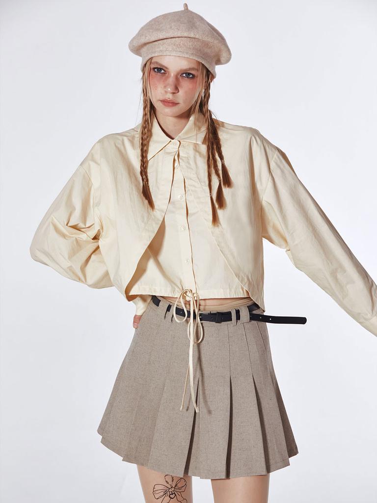 KOOLKITTEN Layered Waist String Shirt (Cream)