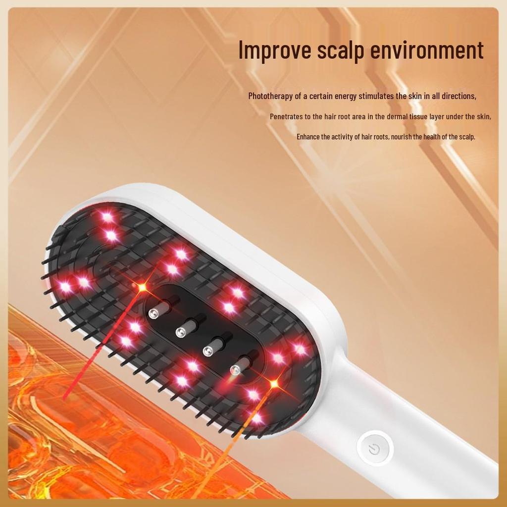 Rechargeable Automatic Handheld Hair Growth and Head Massage Comb with Red Light Therapy