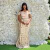 CY901019 sequined long dress dress one-word shoulder slim fit hip wrap velvet sequined women's clothing Europe and America