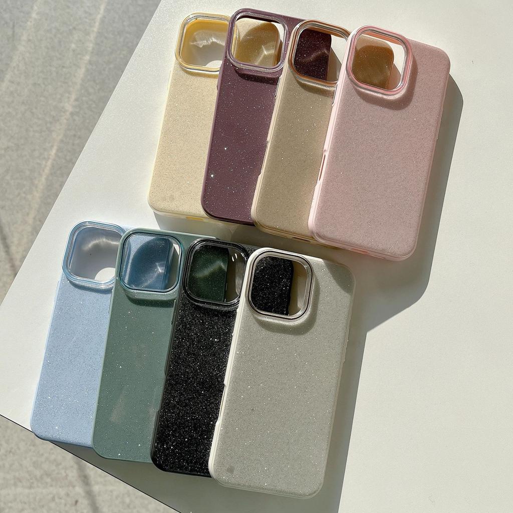 Ins Light Luxury Glitter Suitable for iPhone 16 Pro Max Apple 17 Phone Case 15/14 Simple Solid Color Soft Case