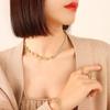 Geometric Zircon Pig Nose Spliced Bracelet & Necklace Set - European/American Nude Chain, Non-Fading P196-E009