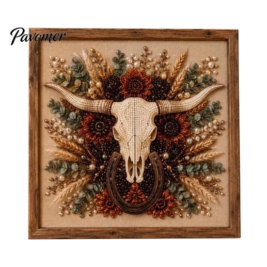 Western Wall Art Decor Charm Faux Pearl Kit, DIY Cowboy Hat Painting Creative Hobby for Beginners Rustic Farmhouse Crafting Kit Adults, Home