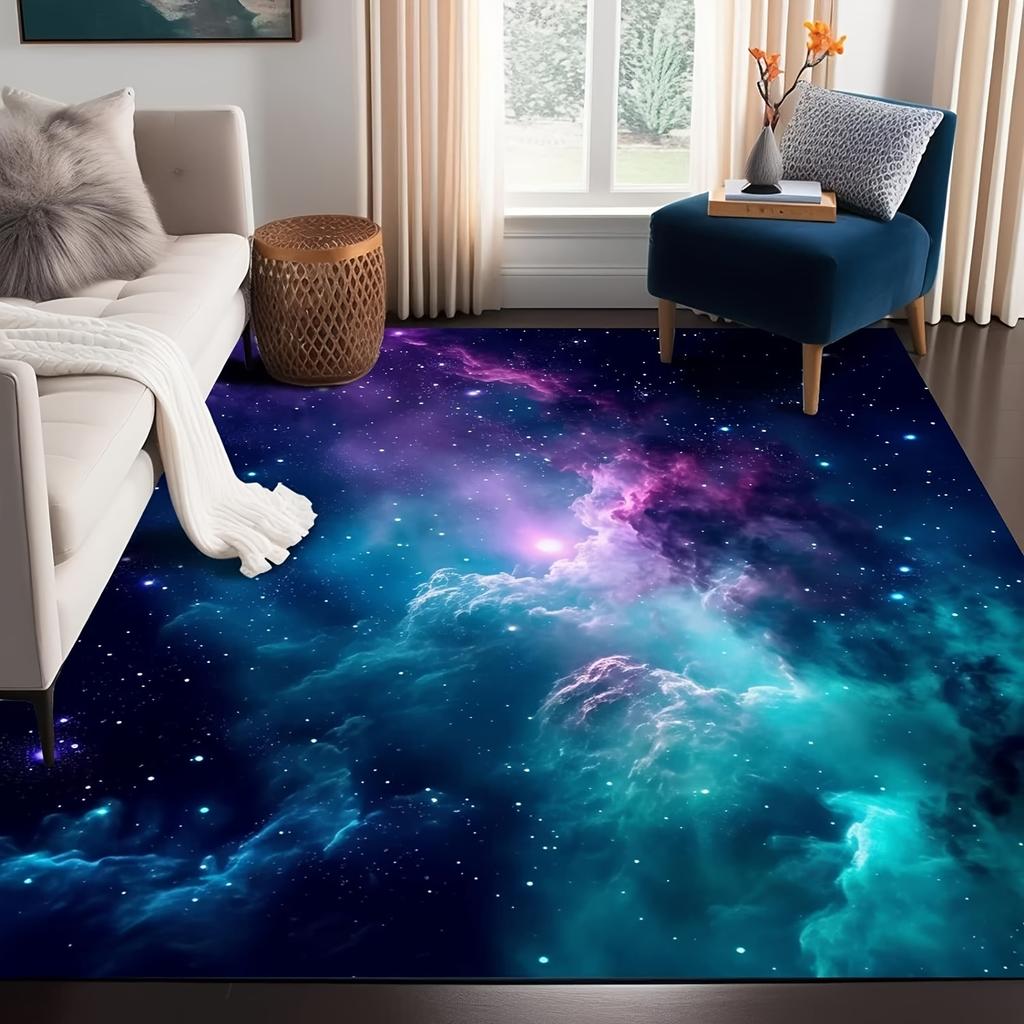 Starry Sky Nebula Print Anti Slip Large Carpet Washable Floor Rug for Living Room Bedroom Dreamy Home Decor