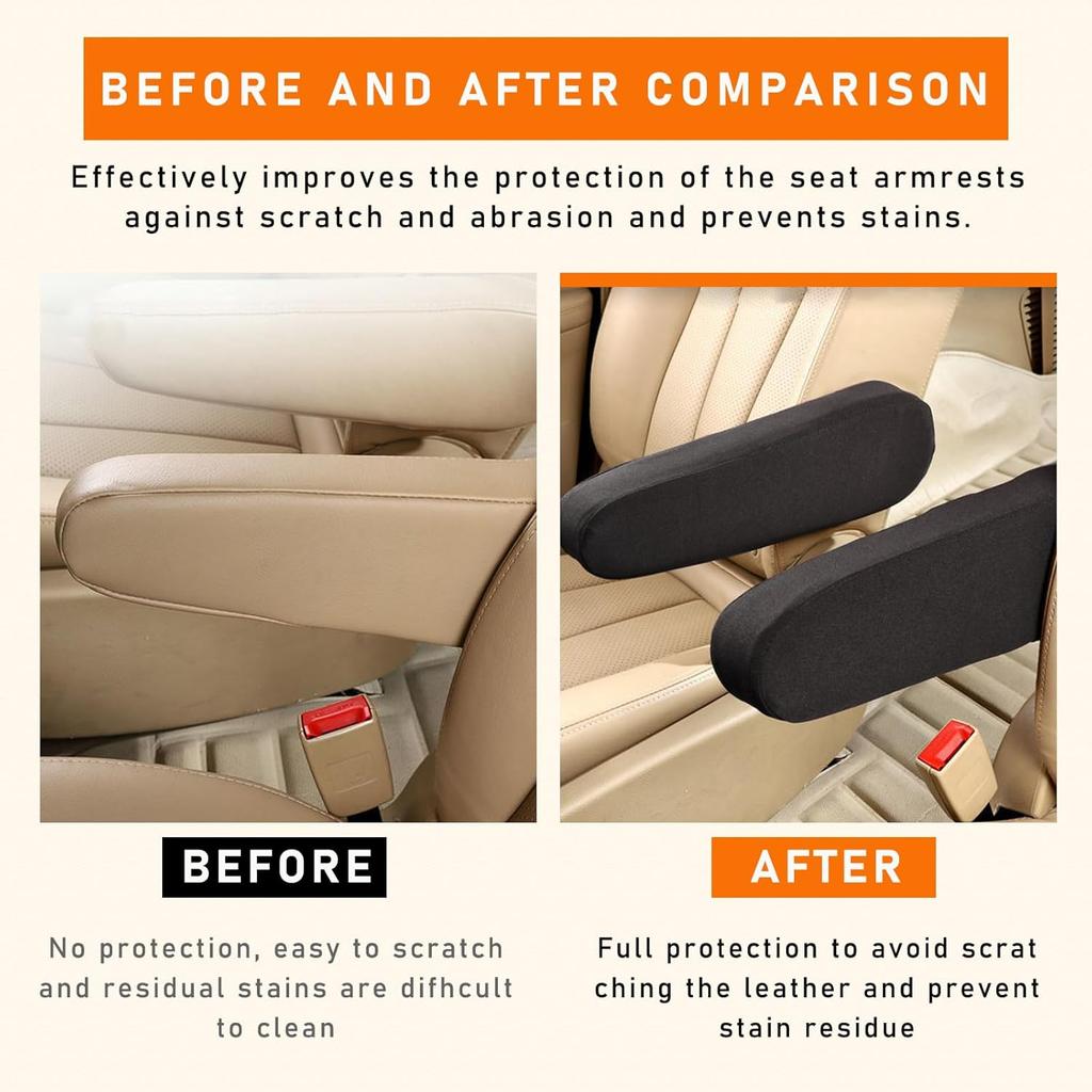 Kewucn 2 PCS Car Front Seat Armrest Covers, Elastic Fabric Auto Seat Armrest Protectors, Universal Seat Arm Rest Cover Replacement, Vehicle Interior
