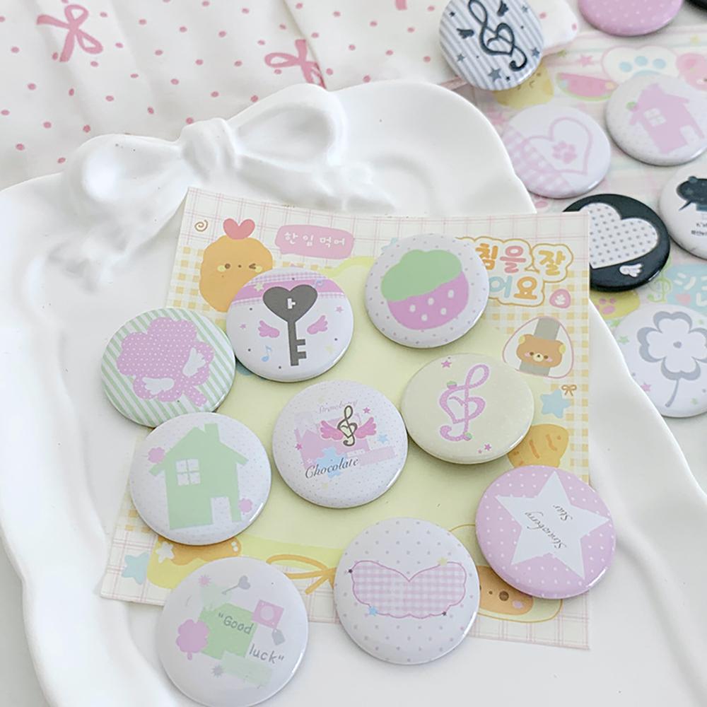 6PCS Original Cute Ins Style Mini Badges, Cartoon Handbook Decoration Pins, 25mm Four-Leaf Clover Badges