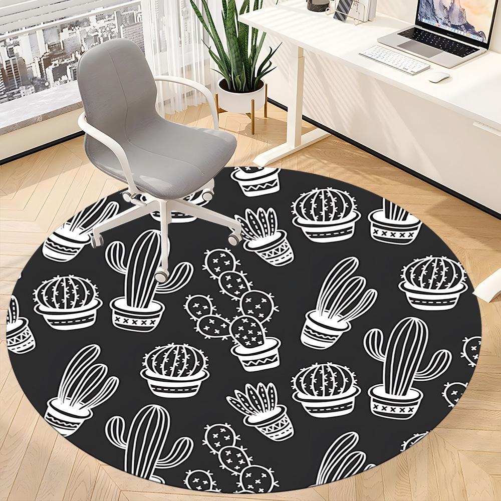 1PC Cactus Pattern Chair Carpet for Office, Indoor Non-Slip Washable Carpet, Soft Comfortable Mat For Office Room yy250930268
