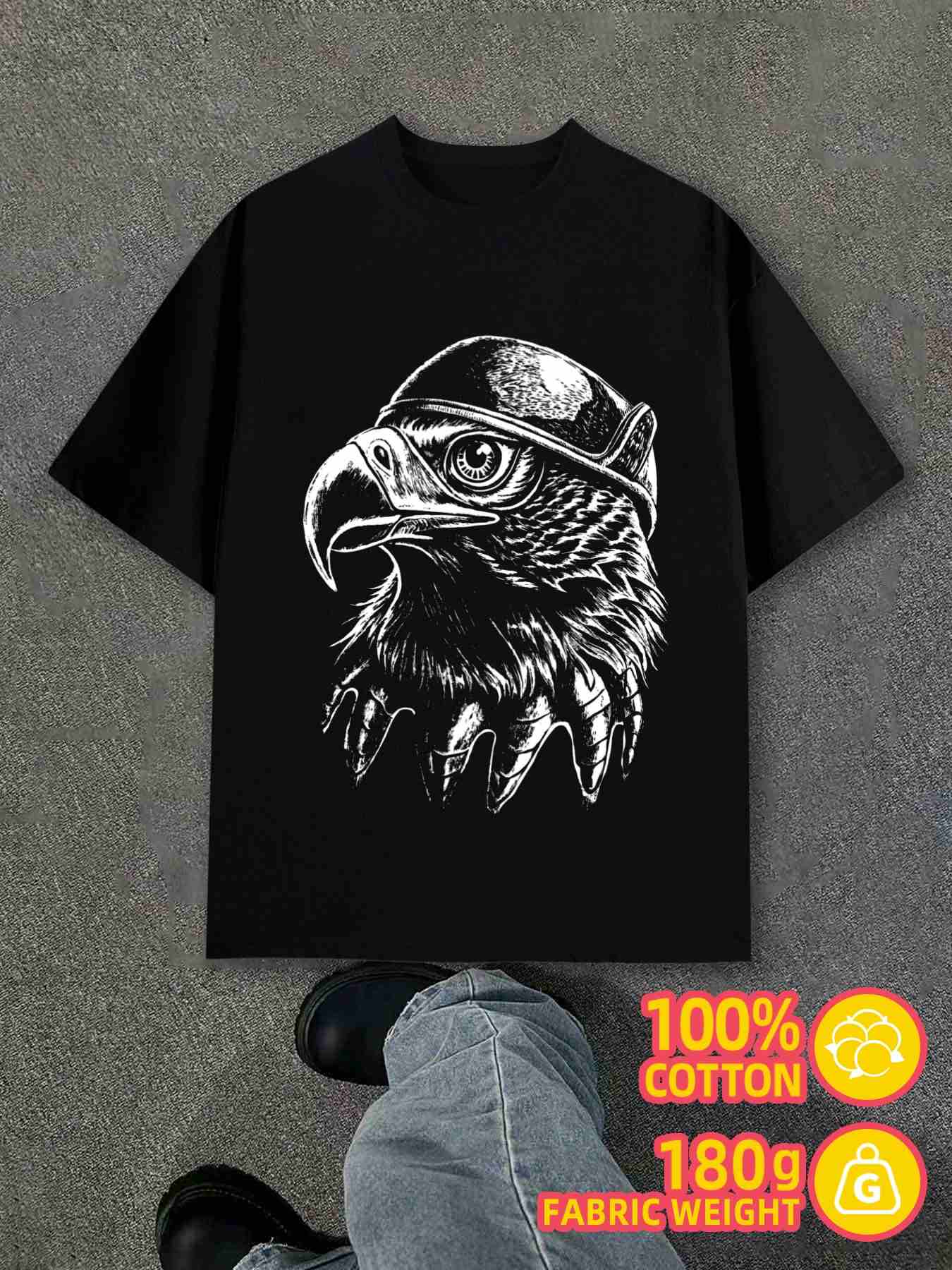 T-Shirt Y2K Eagle Head T-Shirts 100 Black S