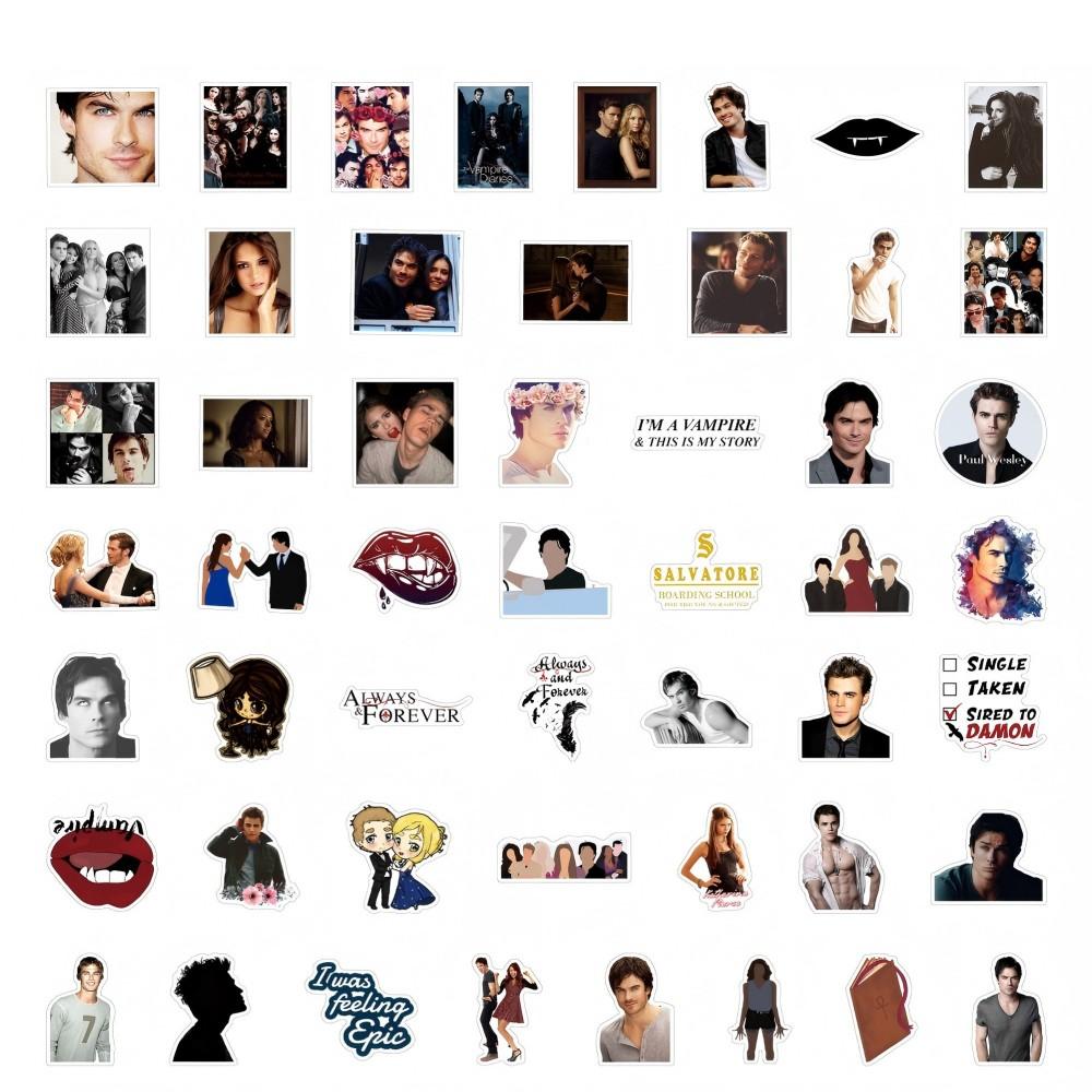 50PCS American TV Series The Vampire Diaries Graffiti Sticker Notebook Water Cup Waterproof Decorative Stickers