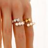 Elegant Geometric Drum-Shaped Pearl Stainless Steel Ring - Perfect Gift for Friends & Girlfriends