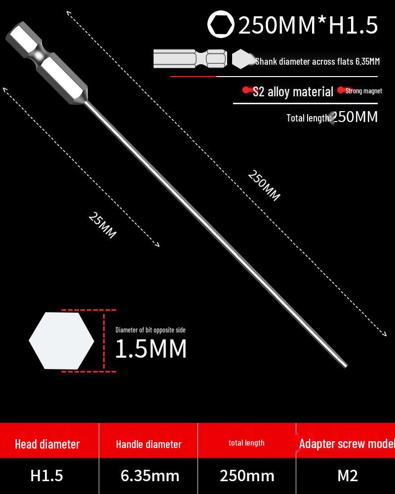 Hexagonal Screwdriver Bit Extension for Electric and Air Screwdrivers