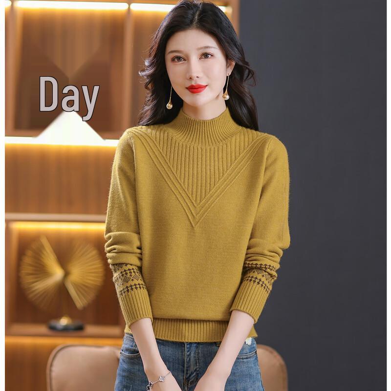 SNOWFLYING Women s Semi-High Neck Knit Pullover Sweater L