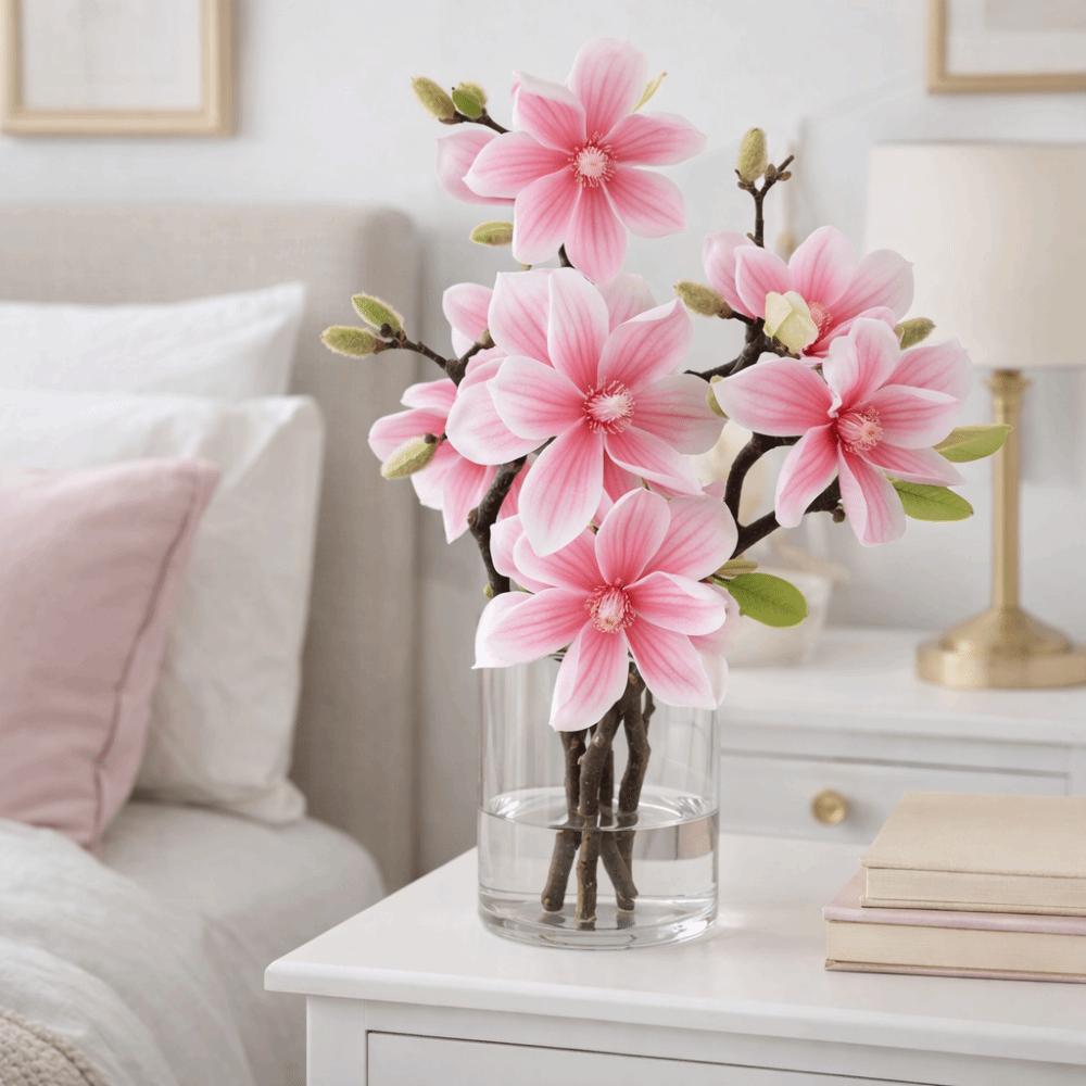 Handmade Artificial Magnolia Flower Realistic Fake Silk Flower Simulation Orchid  Landscape Design