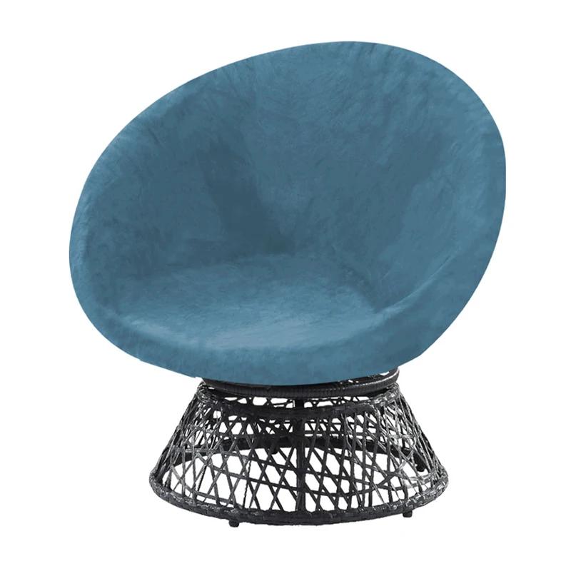 Silver Fox Fabric Round Saucer Moon Chair Cover Washable Solid Color Seat Saucer Slipcovers Stretch Universal Seat Cover