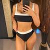 Sexy Splicing Mittelhoch geschnitten High Leg Cut Bikini Damen Badeanzug Frauen Bademode Zweiteiliger Bikini-Set Badegast Badeanzug Schwimmen V5879