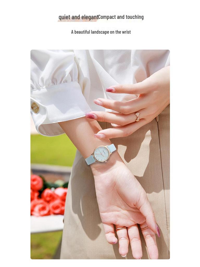 Cinto de Couro de Moda Feminino com Relógio de Quartzo 2022 - Estilo Simples e Elegante, Amigável para Senhoras e Estudantes