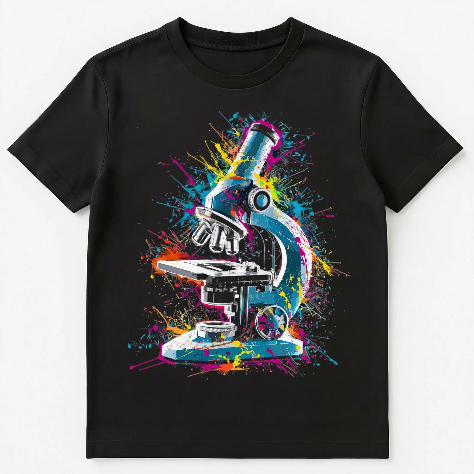Colorful Paint Splash Microscope Art Graphic Unisex T-Shirt S