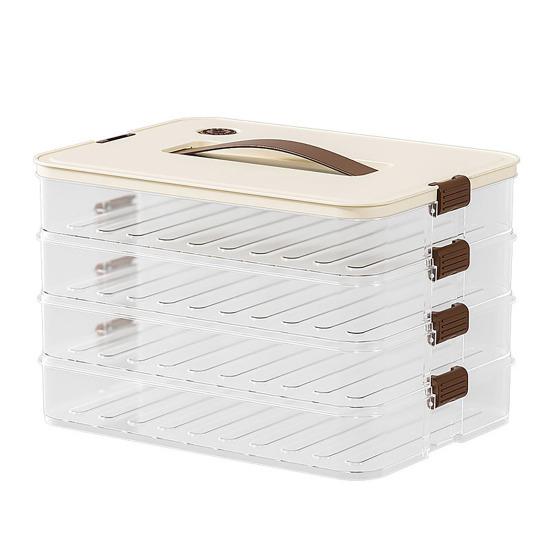 Dumpling Storage Box Transparent Stackable with Handle Design Safe Odorless Freezer Storage Organizer for Kitchen