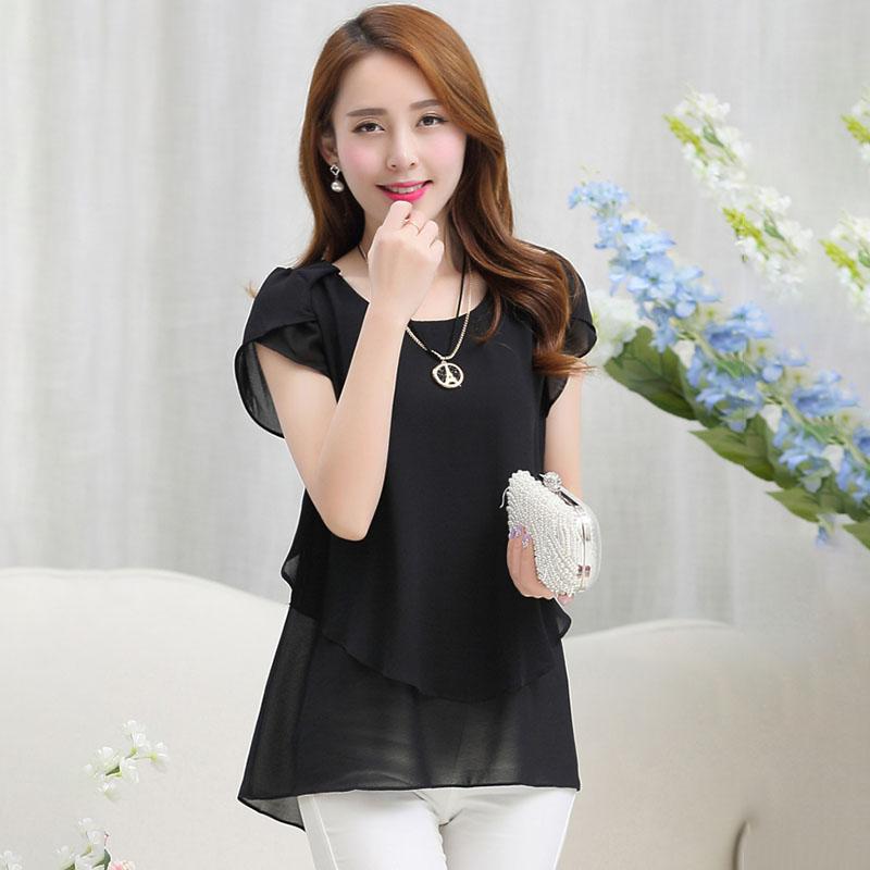 Large Size T-shirt Women's Clothing Loose Chiffon Shirt Short Sleeve Top Solid Casual Top Women Oversized T-shirt Summer Shirts and Blouses
