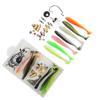 66 Stück Angelzubehör-Set Angelzubehör-Set mit Tacklebox inklusive T-Tail Weichköder Offset
