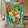 Tropical Fruit Paradise Drink Theme blanket Lightweight Warm Flannel Blanket Decorative Throw Blanket for Home Decoration