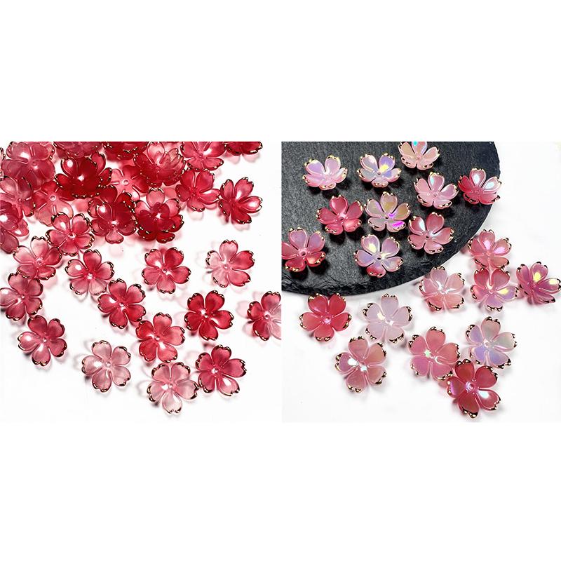 50Pcs New 19MM Acrylic Cherry Blossoms Flower Beads Petals Charm Connectors Diy Earrings Hair Jewelry Making Resin Acessories