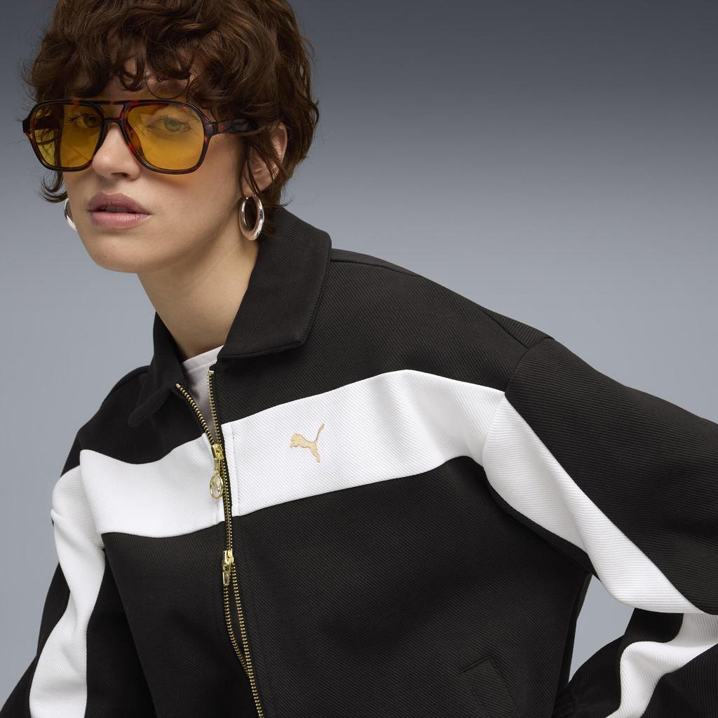 PUMA T7 Comfortable Versatile Sporty Casual Jacket Colorblock Cropped Dual-Zip Jacket with Small Logo Women's Black