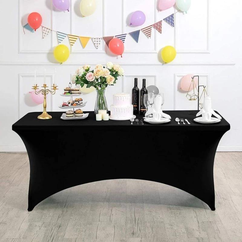 4/6/8FT Full Elastic Banquet Table Cloth Cover Bar Meeting Outdoor Wedding Birthday Party Hotels Decoration Tablecloth